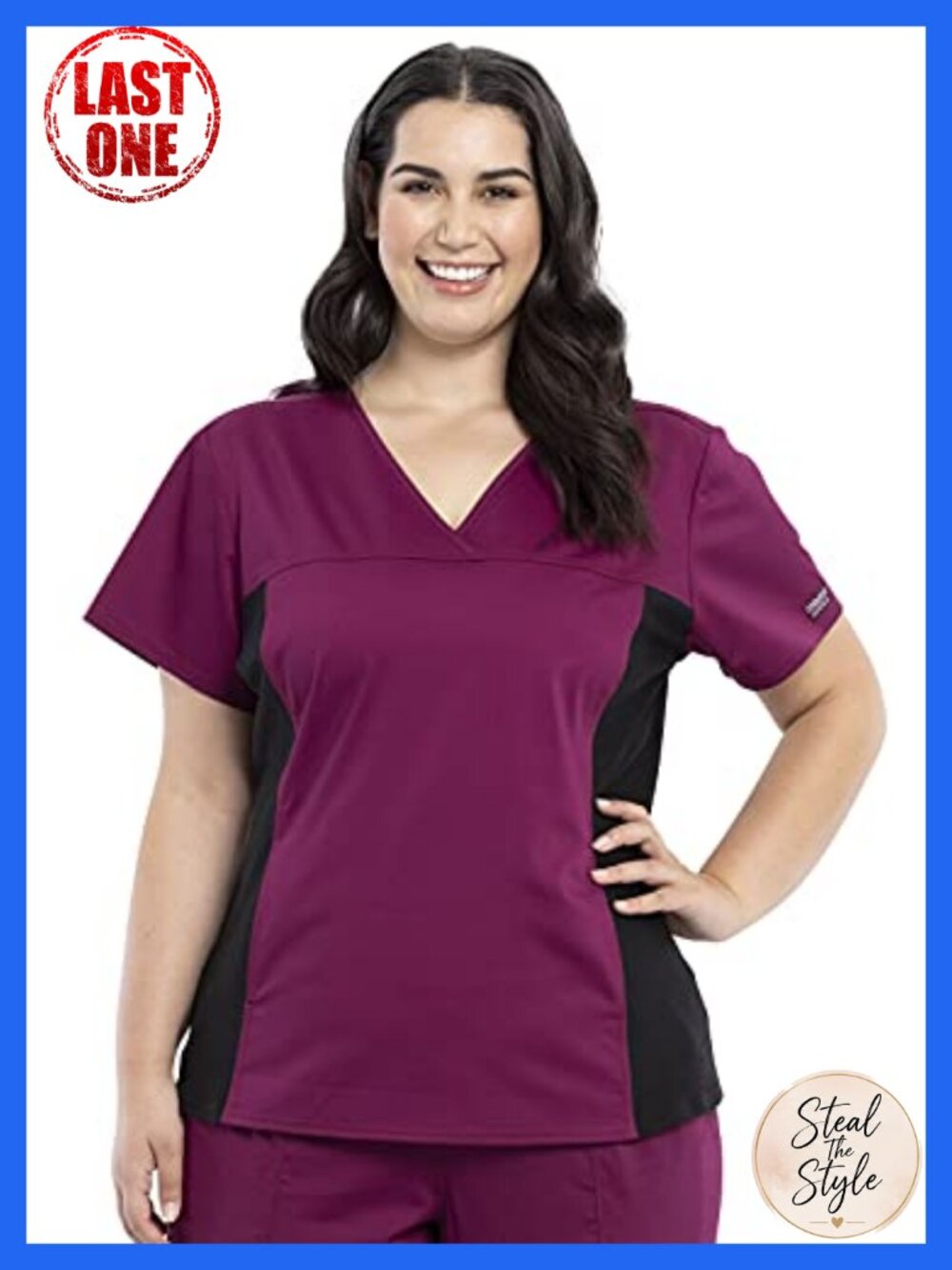 Womens Scrub Top V Neck Kangaroo Pocket Stretch Medical Uniform